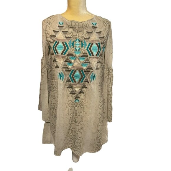 Anthropologie Judith March Dress Medium Embroidered Bell‎ Sleeve Shift Dress - Picture 1 of 7